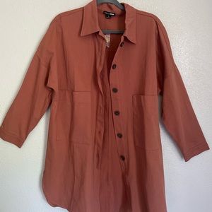 Worn Once: Oversized, Rust overcoat, Size: Small
